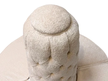 Hollywood Regency Round Banquet Settee Tufted Lobby Sofa in Bouclé, 1980s